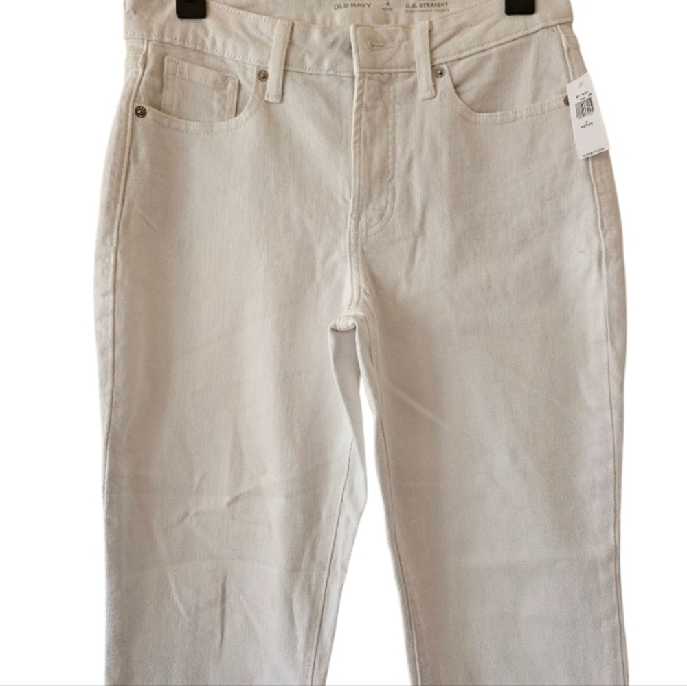 1 OLD NAVY O.G STRAIGHT HIGH RISE WHITE JEANS PETITE SIZE 4P - Picture 4 of 6